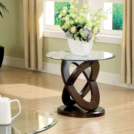 Atwood Dark Walnut Round End Table by Furniture of America at Eve Furniture