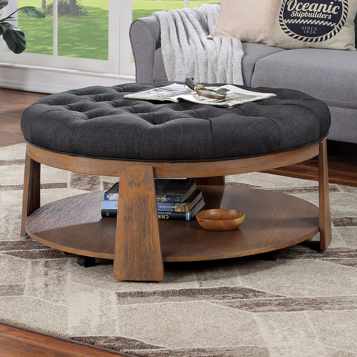 Guis Natural/Dark Gray Ottoman