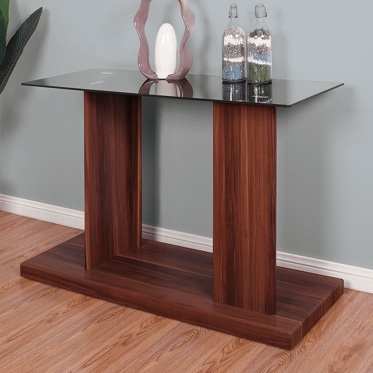 Mannedorf Black/Dark Walnut Sofa Table