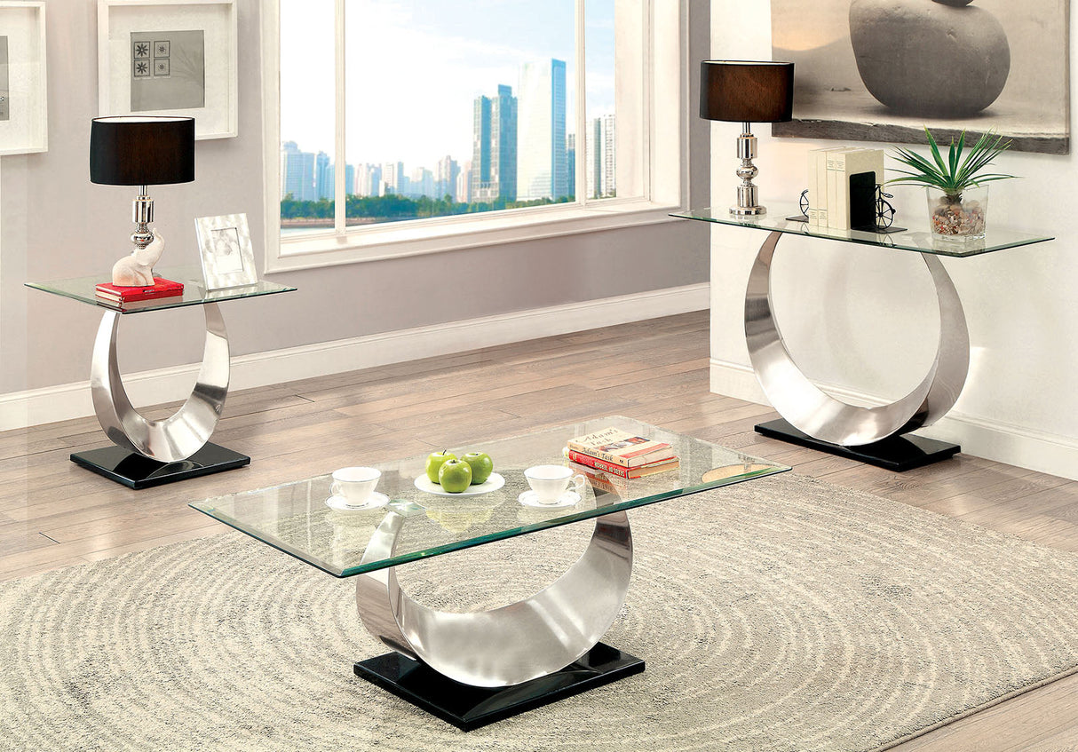 Orla Satin Plated/Black Coffee Table