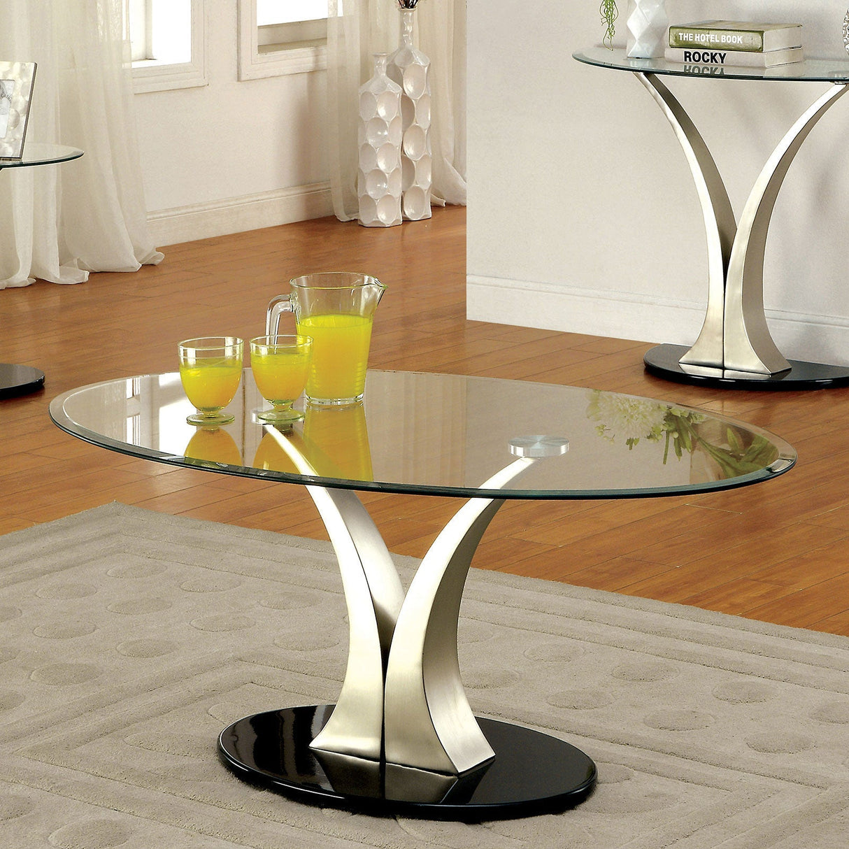 Valo Satin Plated/Black Coffee Table