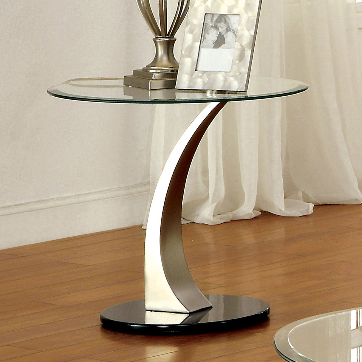 Valo Satin Plated/Black End Table