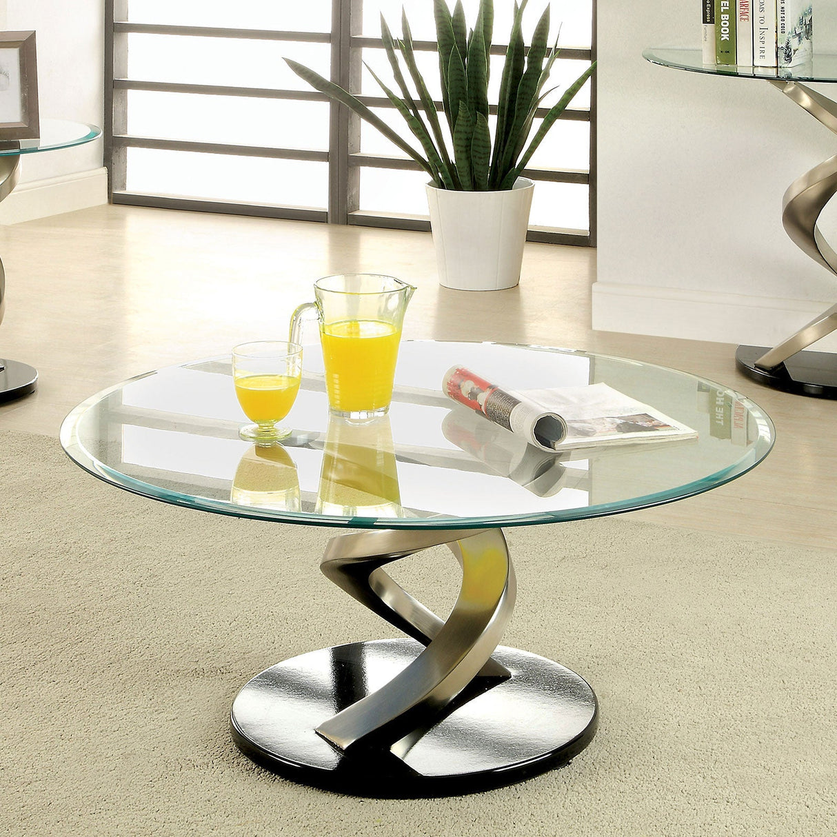 Nova Satin Plated/Black Coffee Table