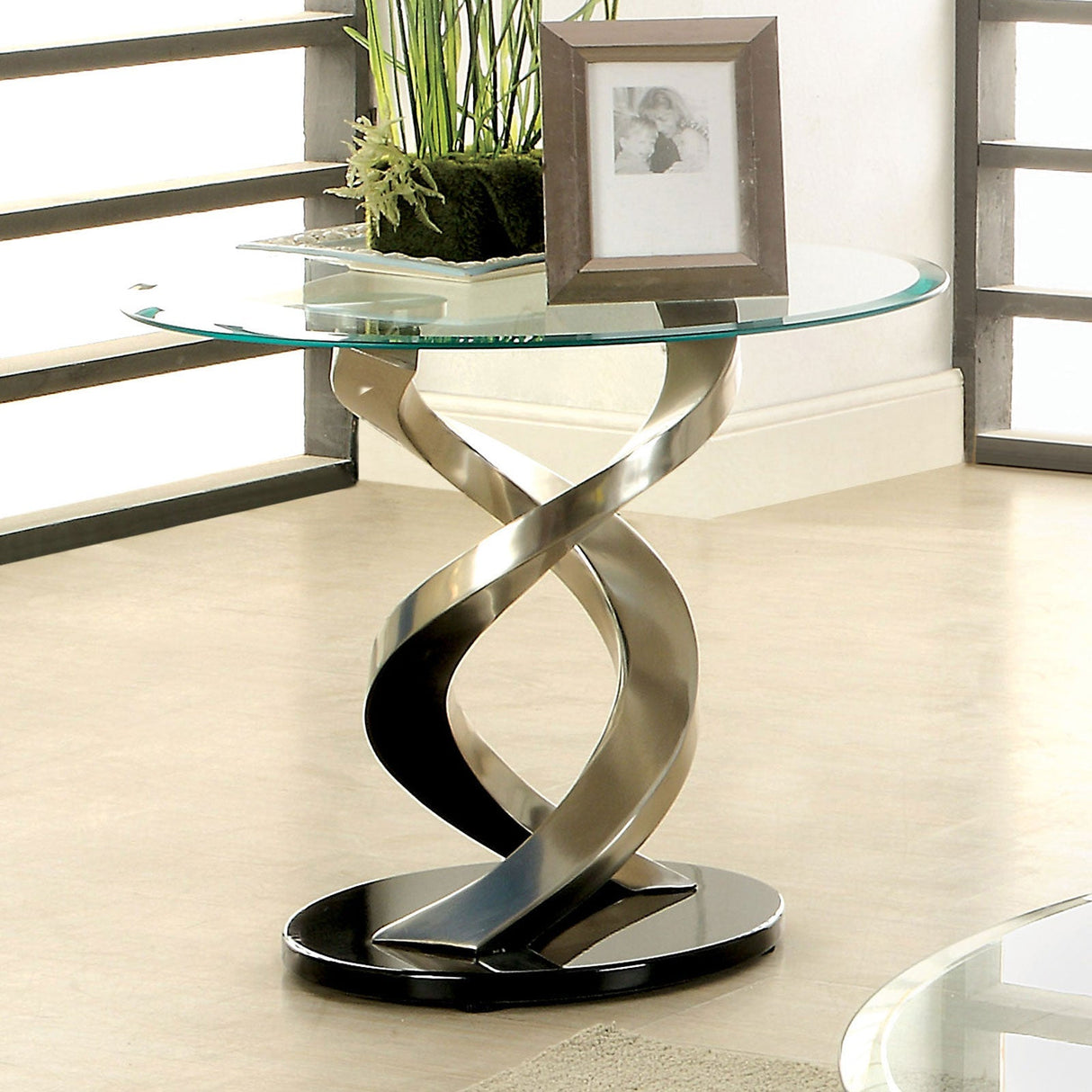 Nova Satin Plated/Black End Table