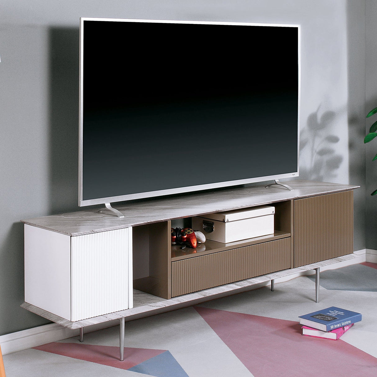 Blair Champagne/White/Gray TV Stand