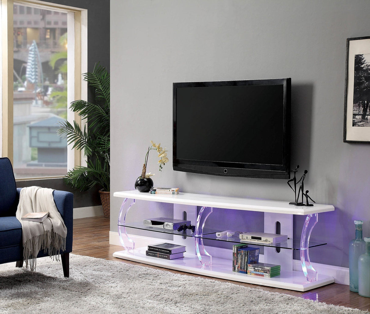 Ernst White/Clear 60" TV Stand