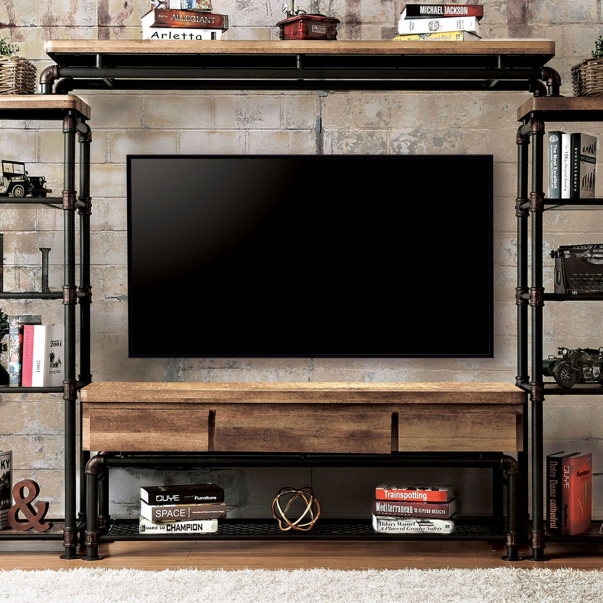 Kebbyll Antique Black/Natural Tone 60" TV Stand