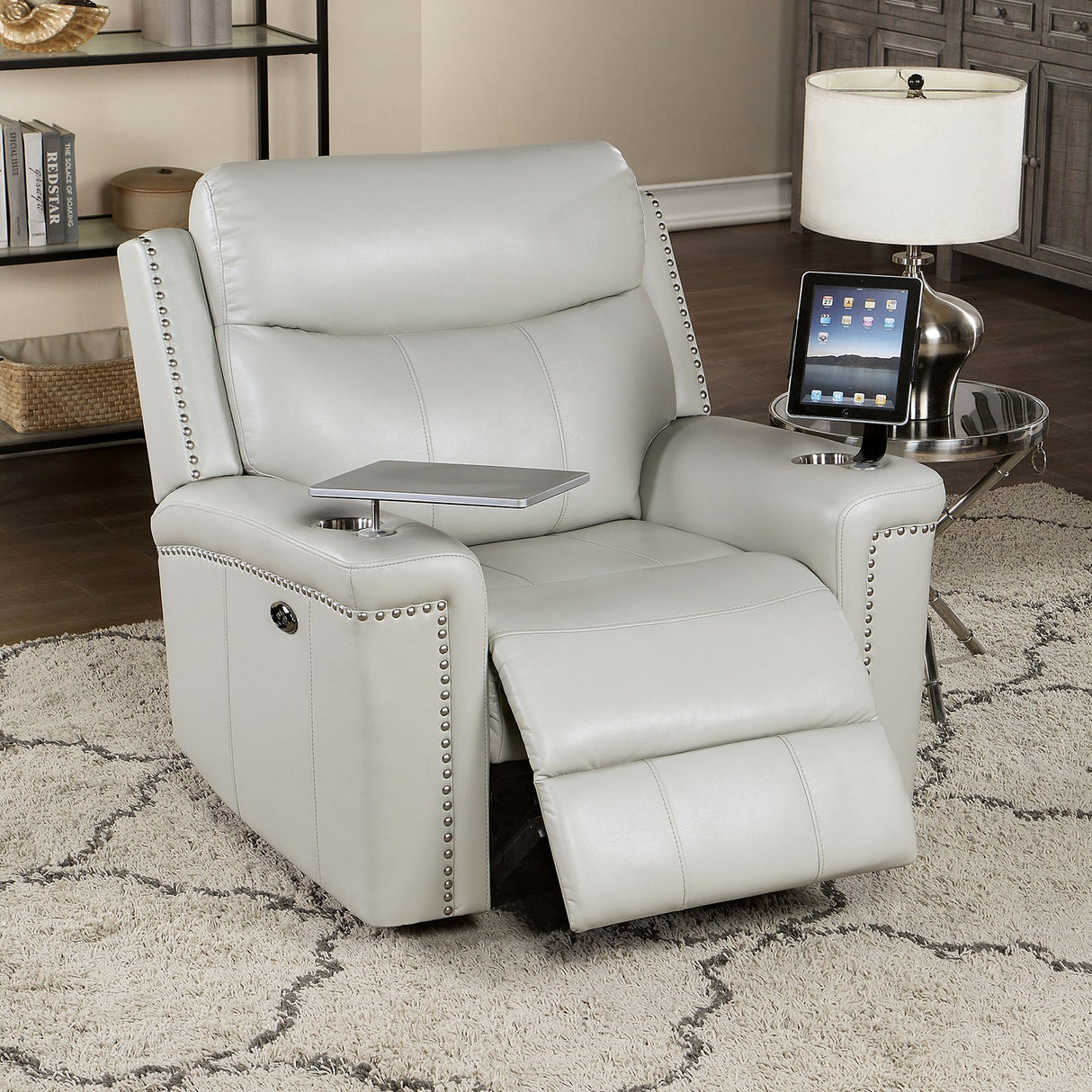 Florine Light Gray Power Recliner