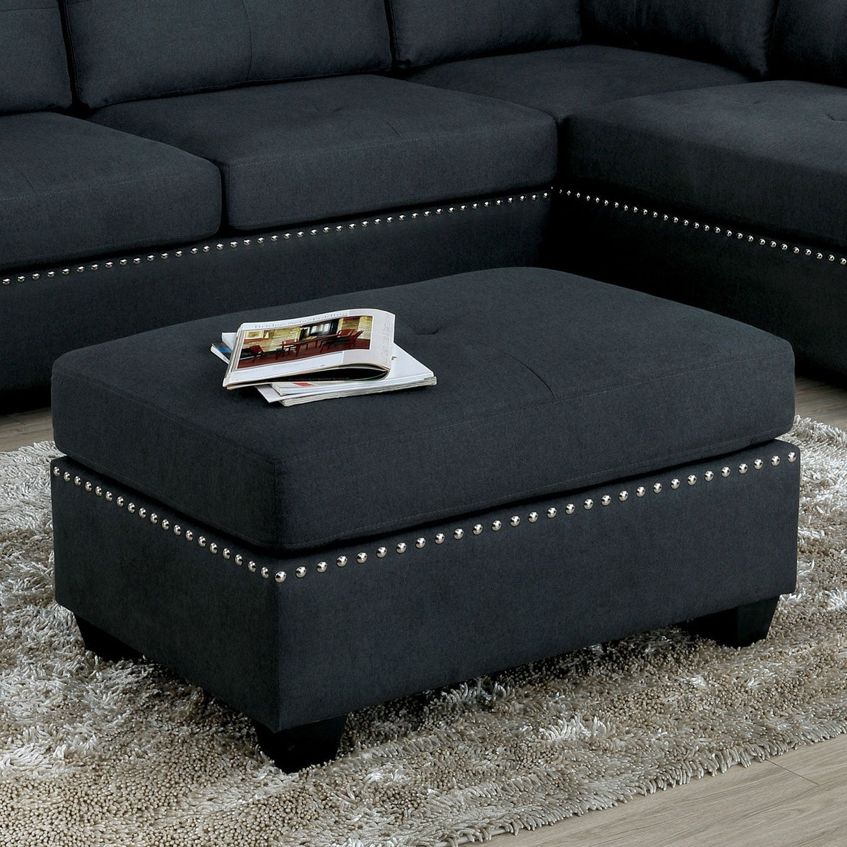 Lita Dark Gray Ottoman