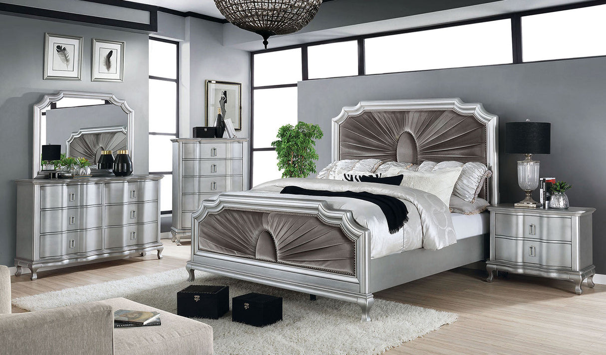 Aalok Silver/Warm Gray King Bed by Furniture of America - Eve Furniture