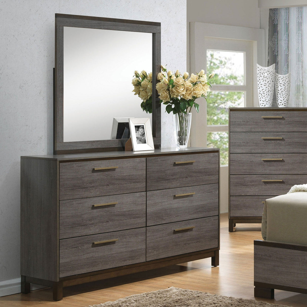 Manvel Two-Tone Antique Gray Dresser