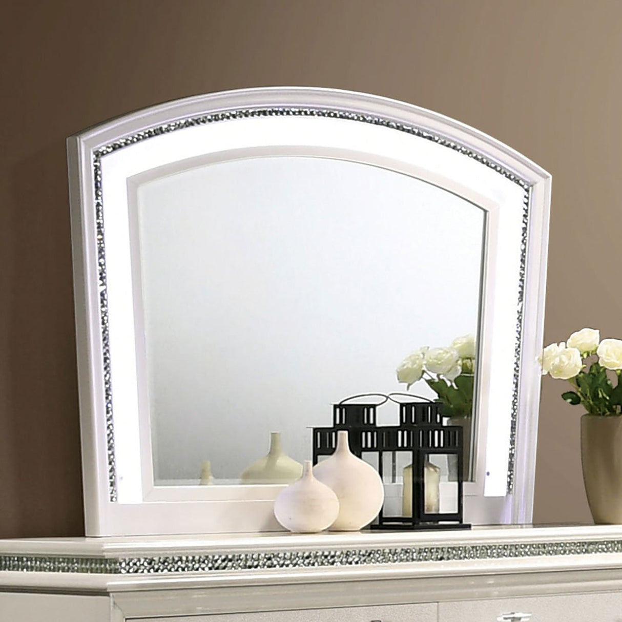 Maddie Pearl White Arched Mirror