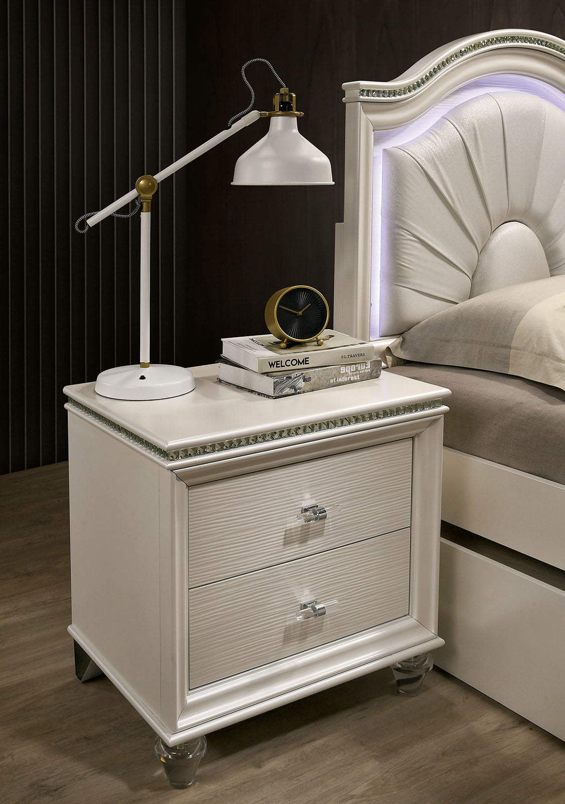 Allie Pearl White Night Stand