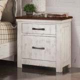 Alyson Distressed White/Walnut Night Stand