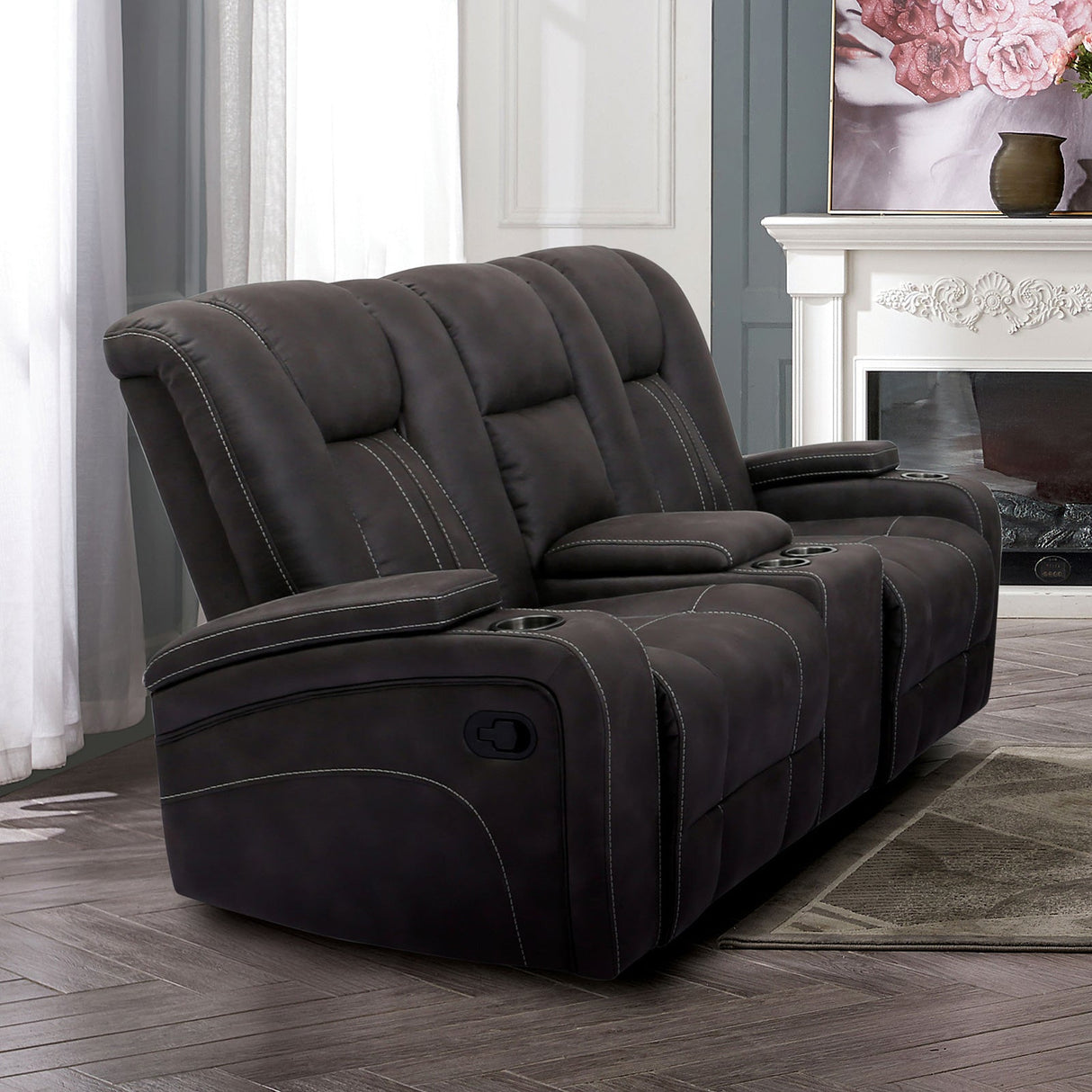 Amirah Dark Gray Glider Loveseat