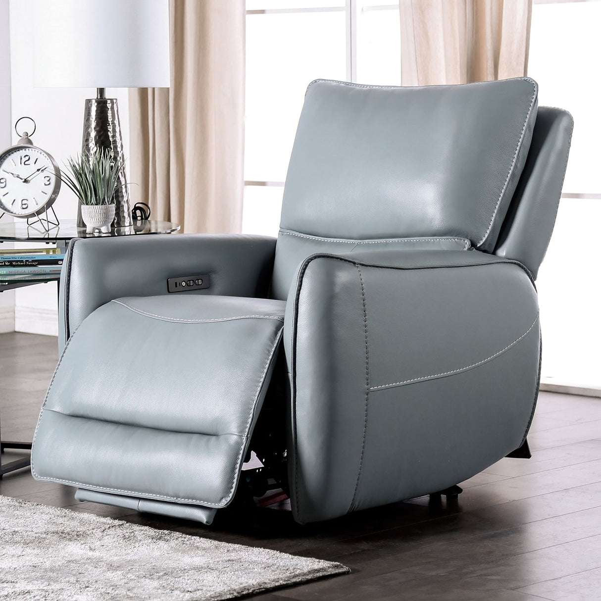 Phineas Pale Blue Power Recliner