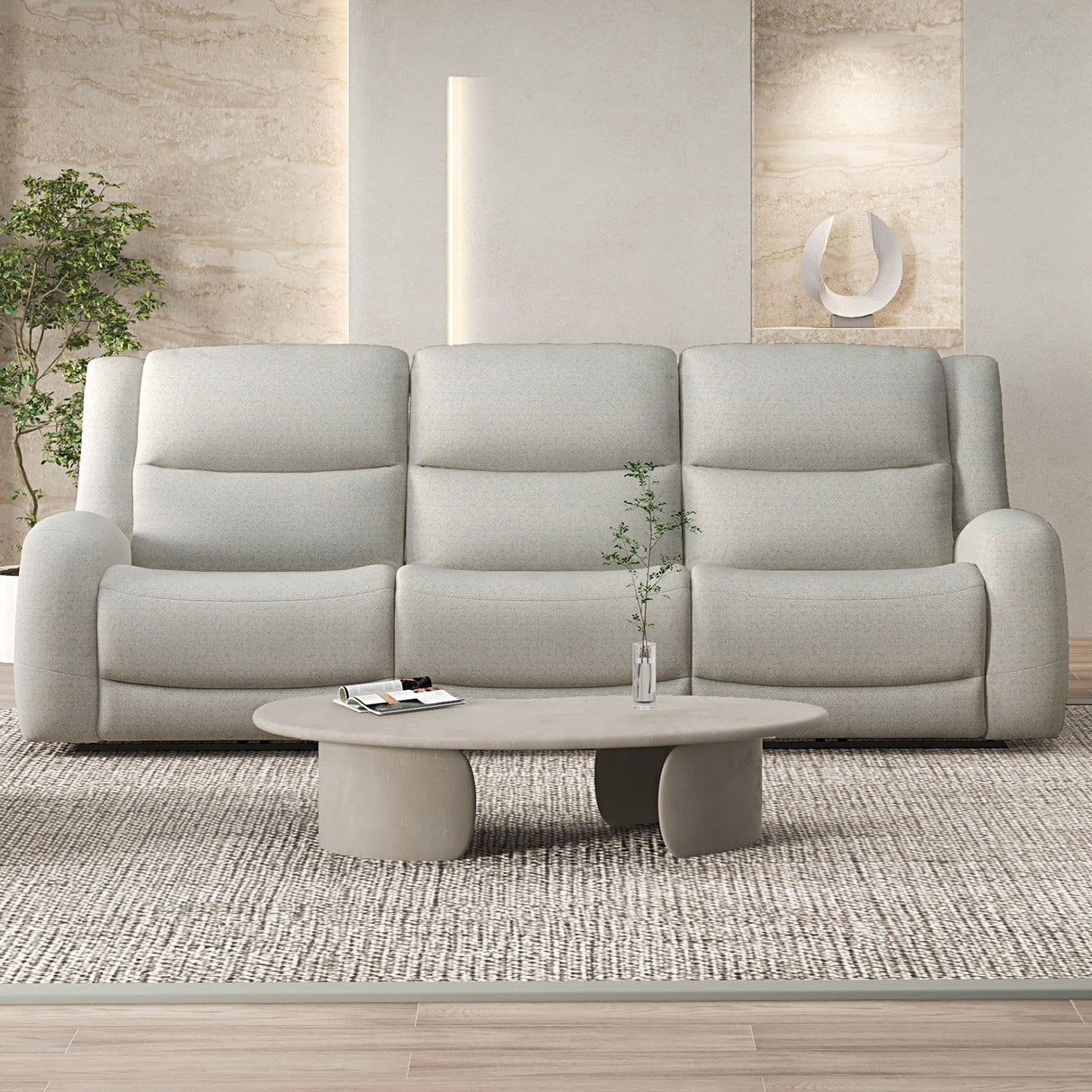 Giraldus Beige Manual Recliner Sofa