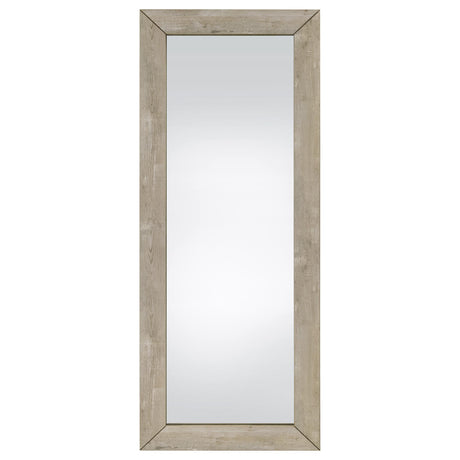 Cadence Gray Tempered Glass Washed Oak Full Length Standing Mirror by Coaster at Eve Furniture