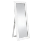 Cadence White Tempered Glass High Gloss Full Length Standing Mirror by Coaster at Eve Furniture