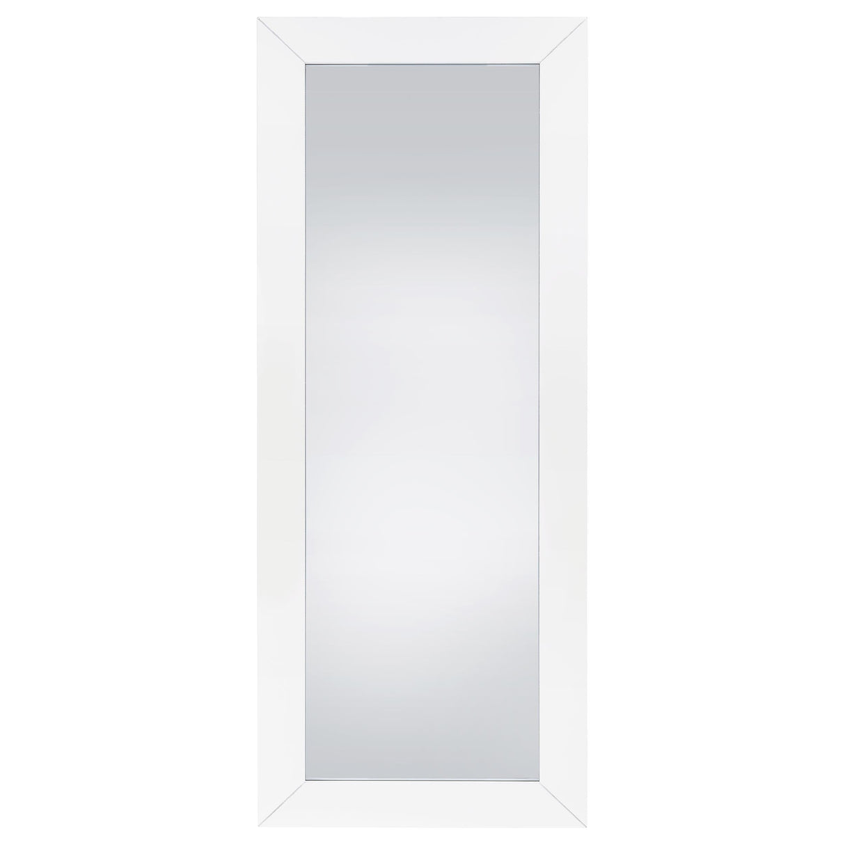 Cadence White Tempered Glass High Gloss Full Length Standing Mirror by Coaster at Eve Furniture