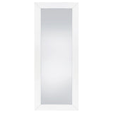 Cadence White Tempered Glass High Gloss Full Length Standing Mirror by Coaster at Eve Furniture