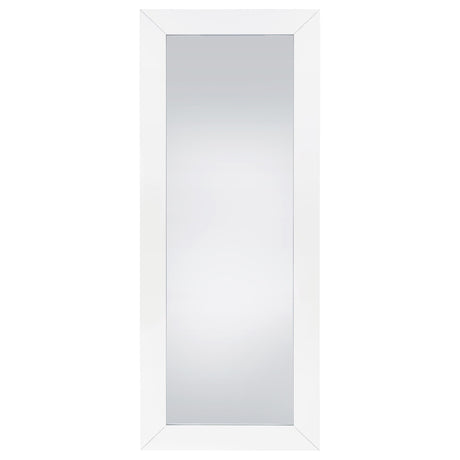 Cadence White Tempered Glass High Gloss Full Length Standing Mirror by Coaster at Eve Furniture