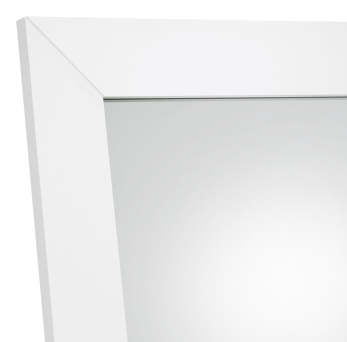 Cadence White Tempered Glass High Gloss Full Length Standing Mirror by Coaster at Eve Furniture
