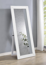 Cadence White Tempered Glass High Gloss Full Length Standing Mirror by Coaster at Eve Furniture