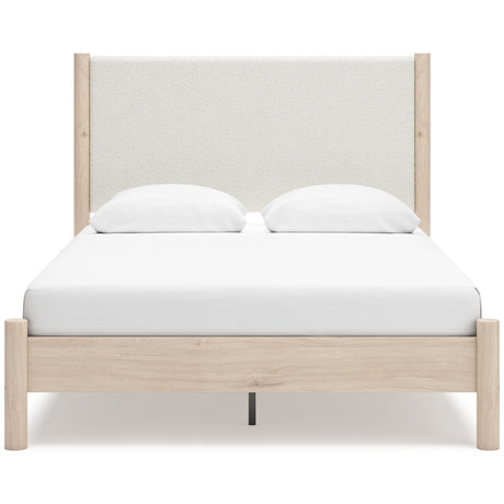 Cadmori Tan/Beige Upholstered Platform Bedroom Set by Ashley at Eve Furniture