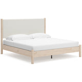 Cadmori Tan/Beige Upholstered Platform Bedroom Set by Ashley at Eve Furniture