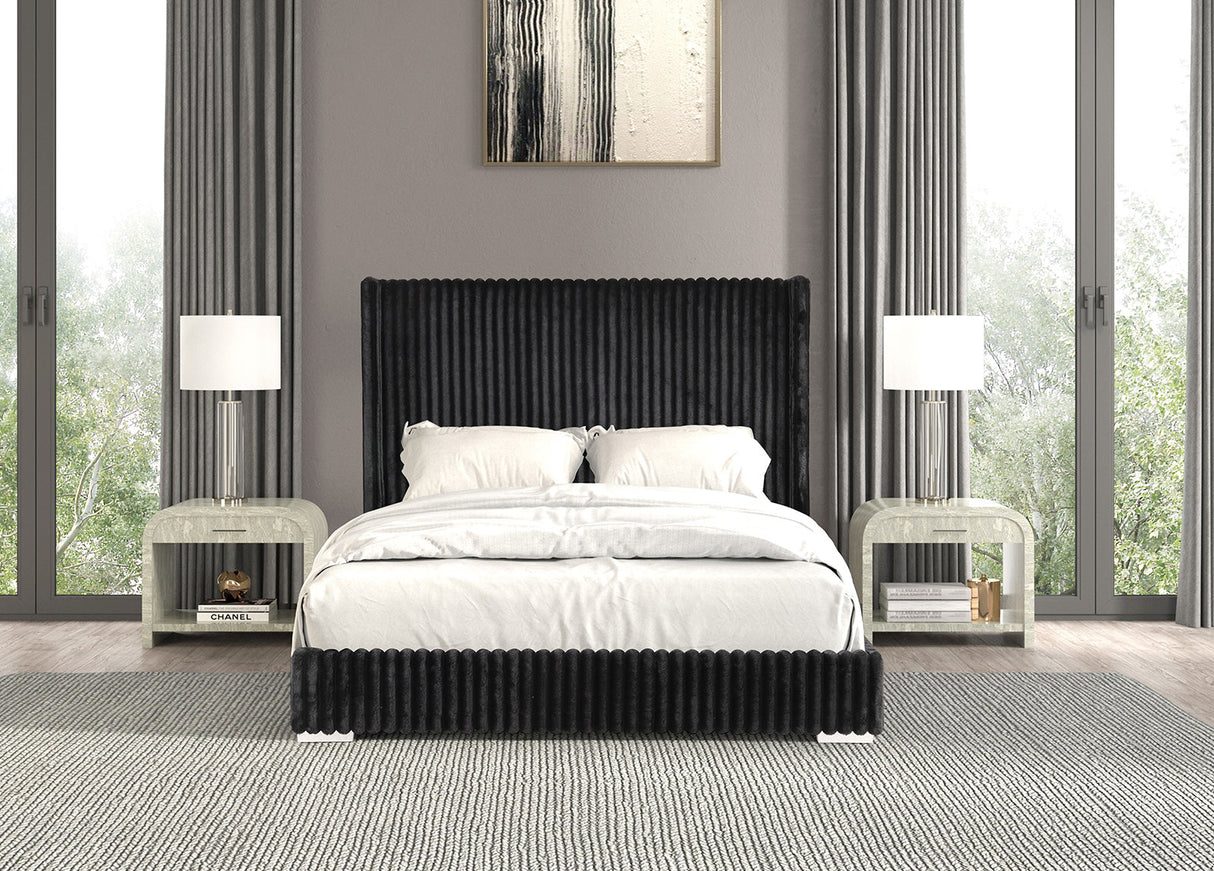 Cadwell Black Queen Upholstered Platform Bed by Furniture of America at Eve Furniture