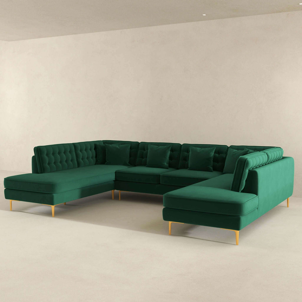 Brooke Green Velvet U Shape Corner Sofa by Ashcroft Imports at Eve Furniture