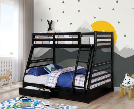 California Black Twin/Full Bunk Bed by Furniture of America at Eve Furniture