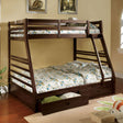 California Dark Walnut Bunk Bed by Furniture of America at Eve Furniture
