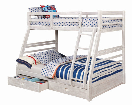 California Wire-Brushed White Bunk Bed by Furniture of America at Eve Furniture