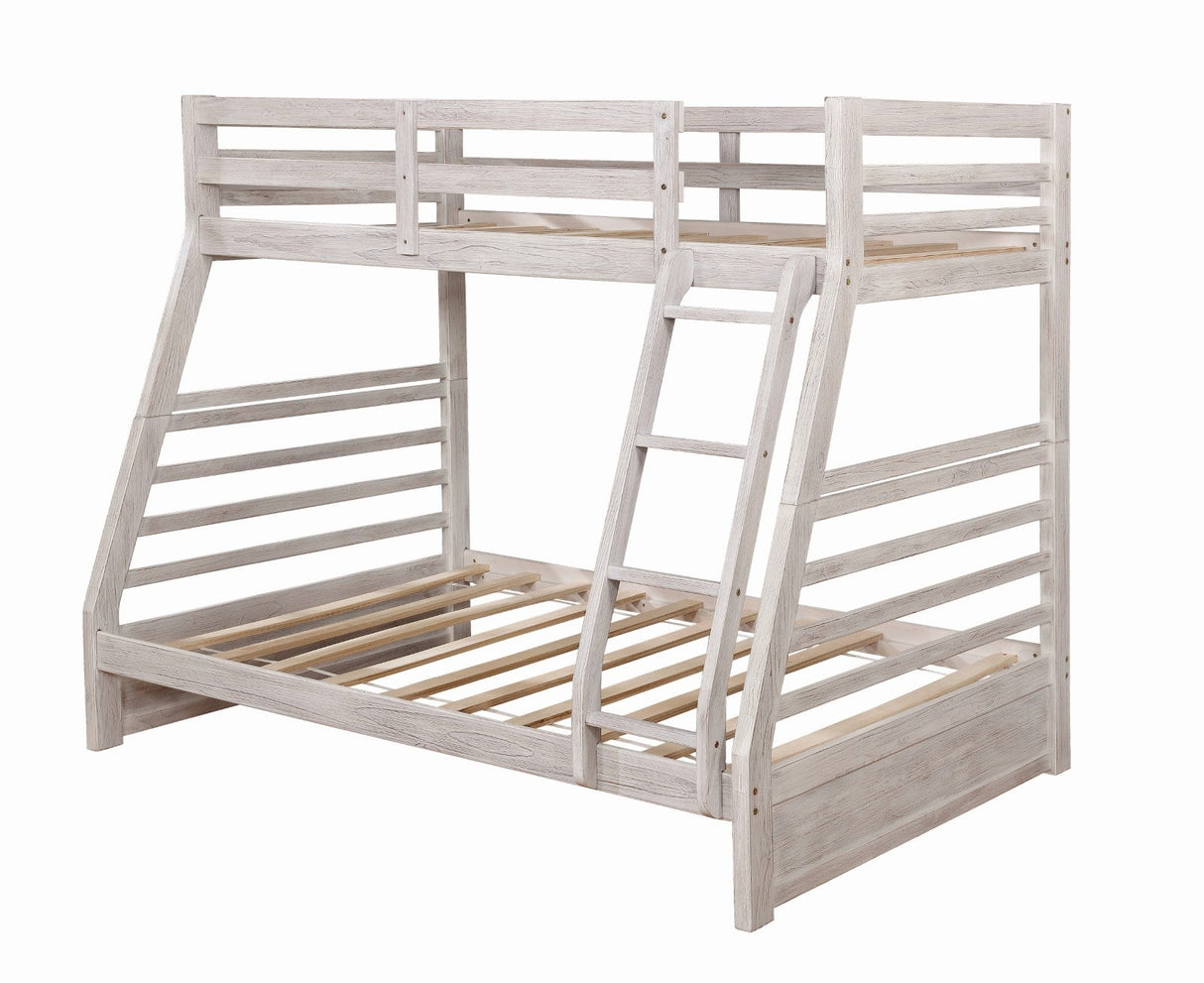 California Wire-Brushed White Bunk Bed by Furniture of America at Eve Furniture