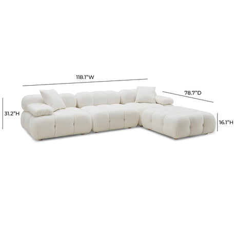 Calliope Cream Vegan Shearling 4-piece Modular Sectional by TOV Furniture at Eve Furniture