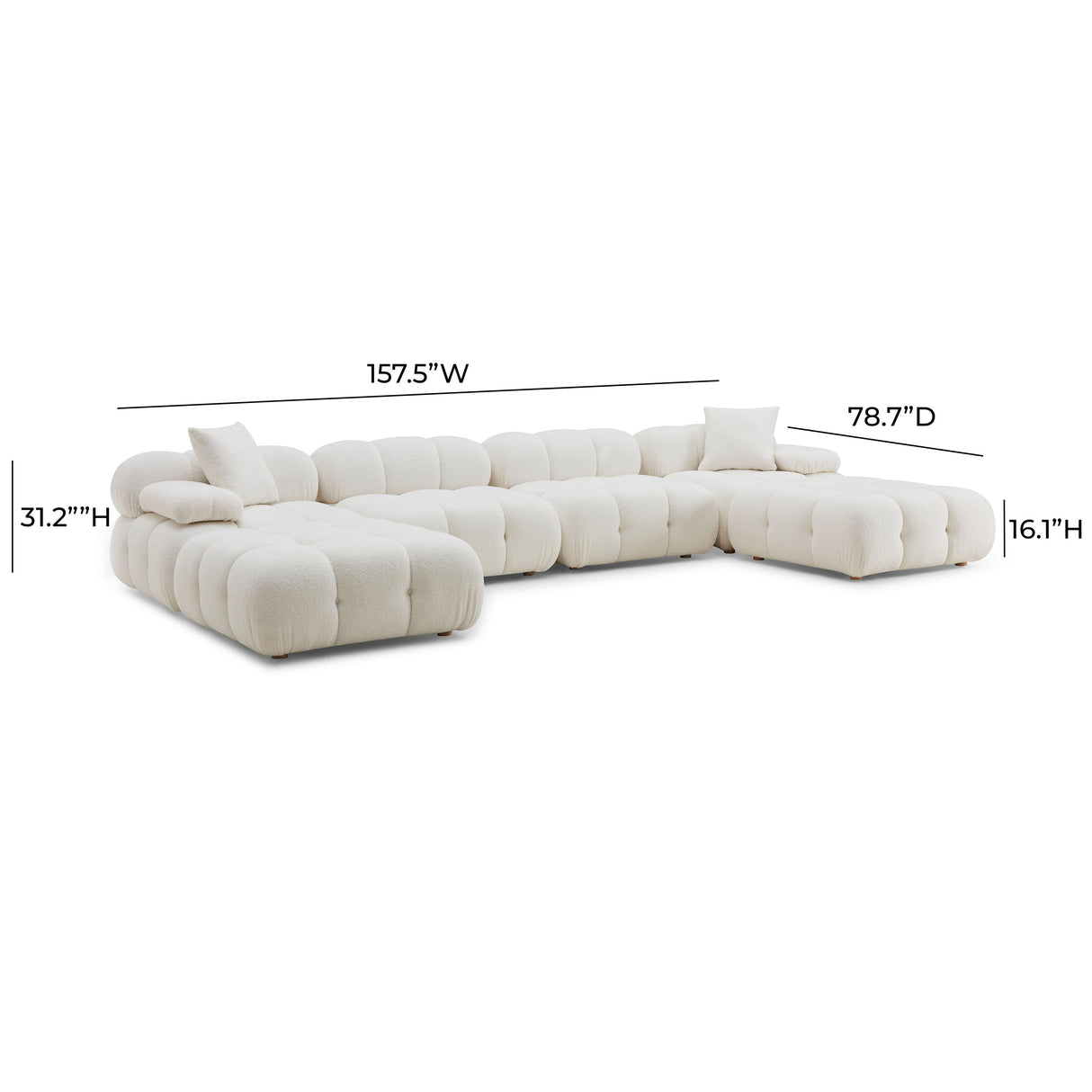 Calliope Cream Vegan Shearling 6-piece Modular U-Sectional by TOV Furniture at Eve Furniture