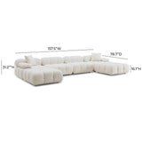 Calliope Cream Vegan Shearling 6-piece Modular U-Sectional by TOV Furniture at Eve Furniture