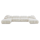 Calliope Cream Vegan Shearling 6-piece Modular U-Sectional by TOV Furniture at Eve Furniture