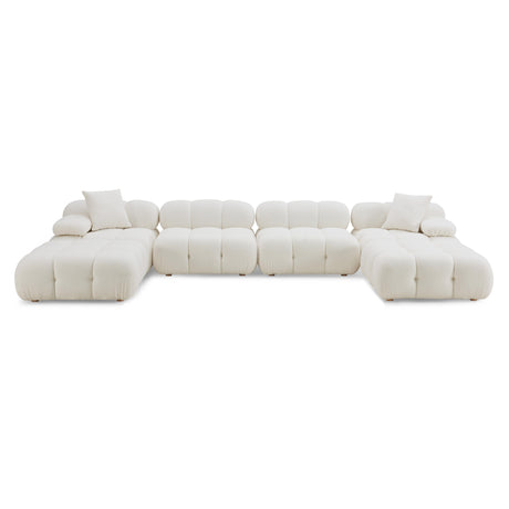 Calliope Cream Vegan Shearling 6-piece Modular U-Sectional by TOV Furniture at Eve Furniture