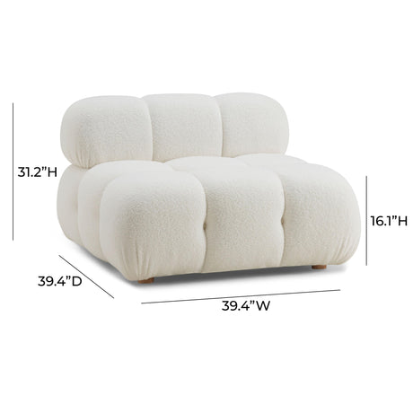 Calliope Cream Vegan Shearling Modular Armless Chair by TOV Furniture at Eve Furniture