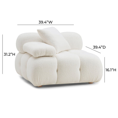 Calliope Cream Vegan Shearling Modular Corner Chair by TOV Furniture at Eve Furniture