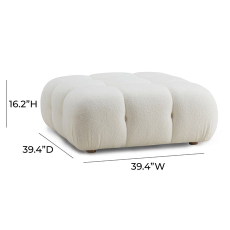 Calliope Cream Vegan Shearling Modular Ottoman by TOV Furniture at Eve Furniture