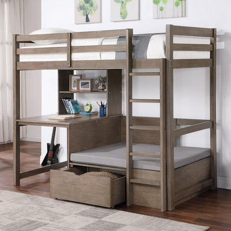 Callistus Warm Gray Twin/Workstation Loft Bed by Furniture of America at Eve Furniture