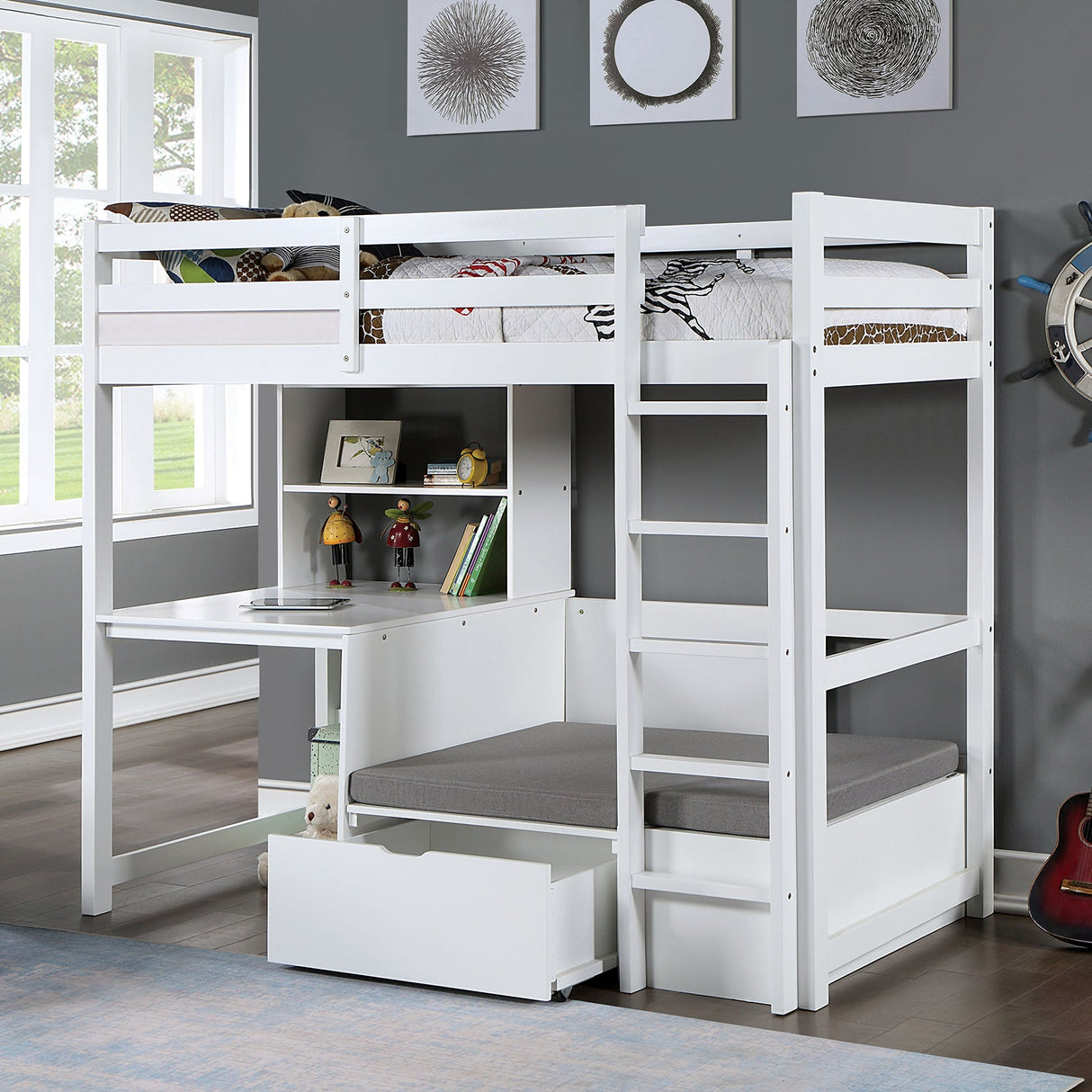 Callistus White Bunk Bed by Furniture of America at Eve Furniture