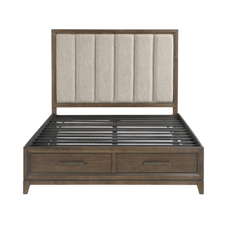 Cambridge Dark Walnut Eastern King Platform Bed with Footboard Storage by Homelegance at Eve Furniture