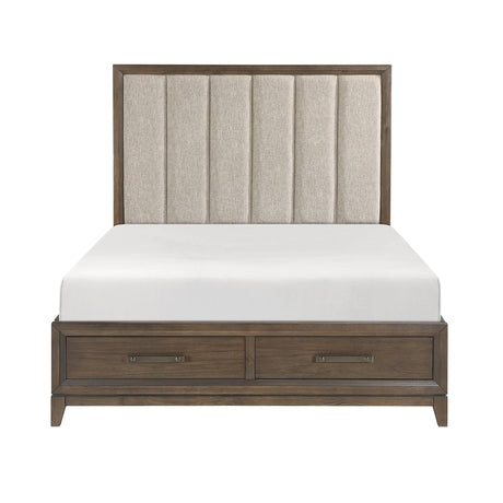 Cambridge Dark Walnut Eastern King Platform Bed with Footboard Storage by Homelegance at Eve Furniture
