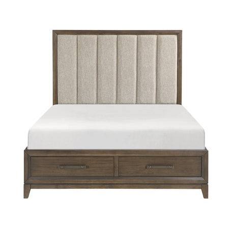 Cambridge Dark Walnut Queen Platform Bed with Footboard Storage by Homelegance at Eve Furniture