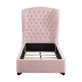 Cameo Pink Twin Upholstered Wingback Bed by Homelegance at Eve Furniture